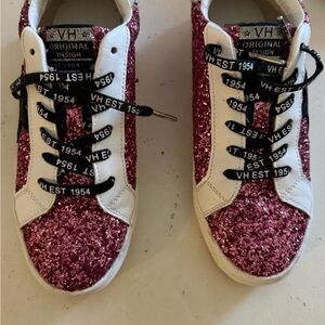 Vintage Havana Pink Glitter Sneakers with White Accents
